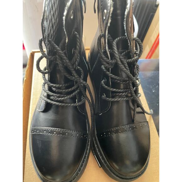 Girls Ankle Boots Lace Up Waterproof Combat Boot With Side Zipper Size 4 (37) - Picture 2 of 8